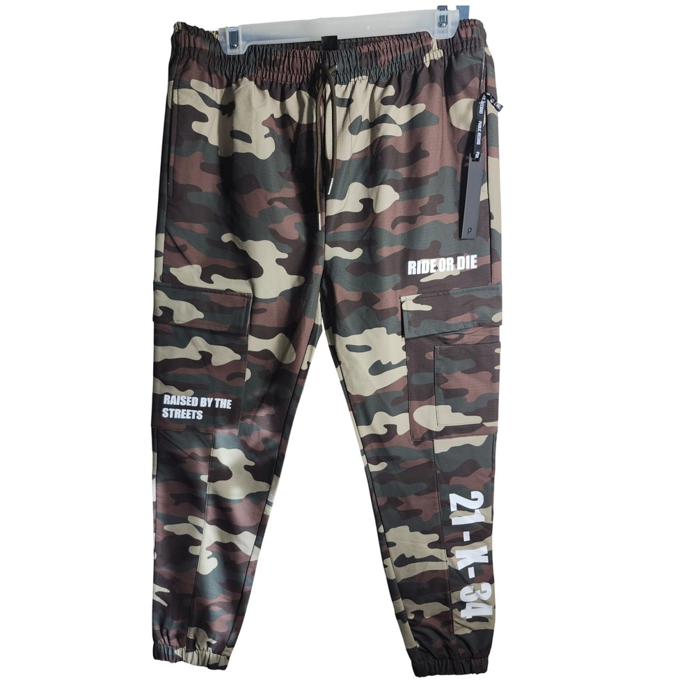 Public Record Camo Cargo Jogger Pants‎ Men's Medium "Ride or Die" "21-X-34"